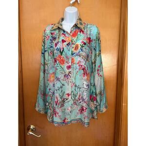 Vintage Cierra 100% Silk Blouse - Sz Small Button Down - Luxury Disneybound
